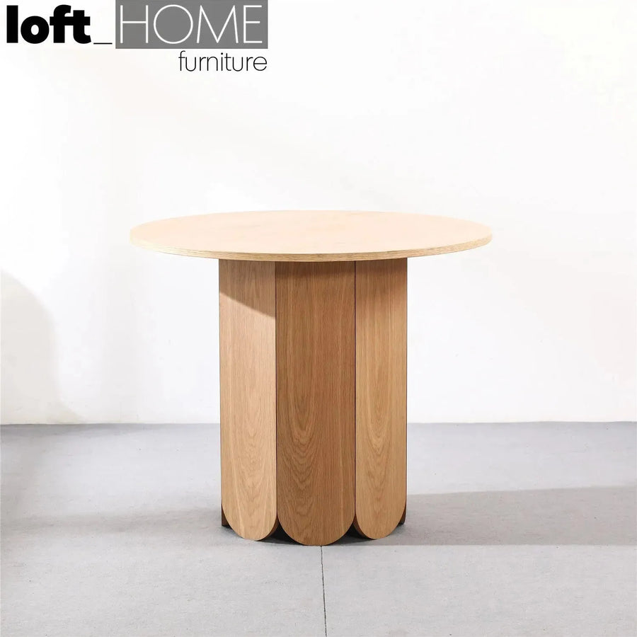 Scandinavian wood round dining table elenor primary product view.