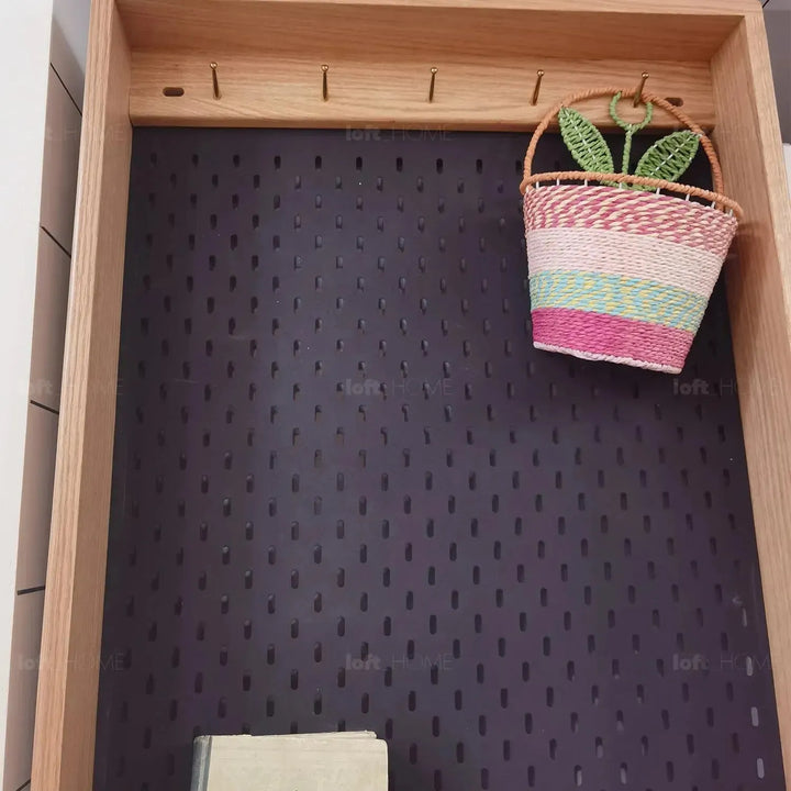 Scandinavian wood display shelf chic slim detail 12.