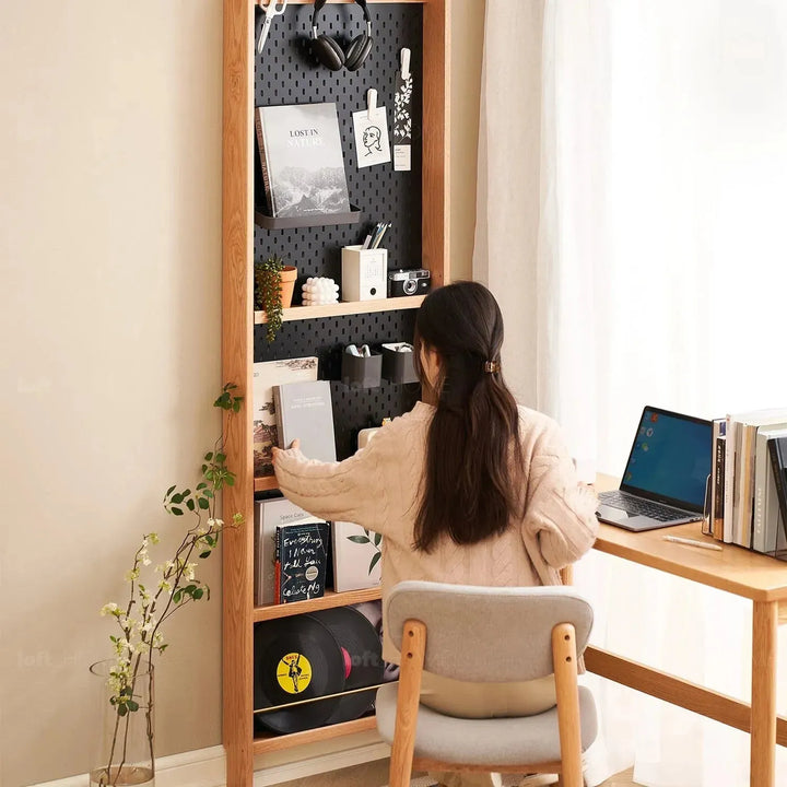 Scandinavian wood display shelf chic slim detail 7.