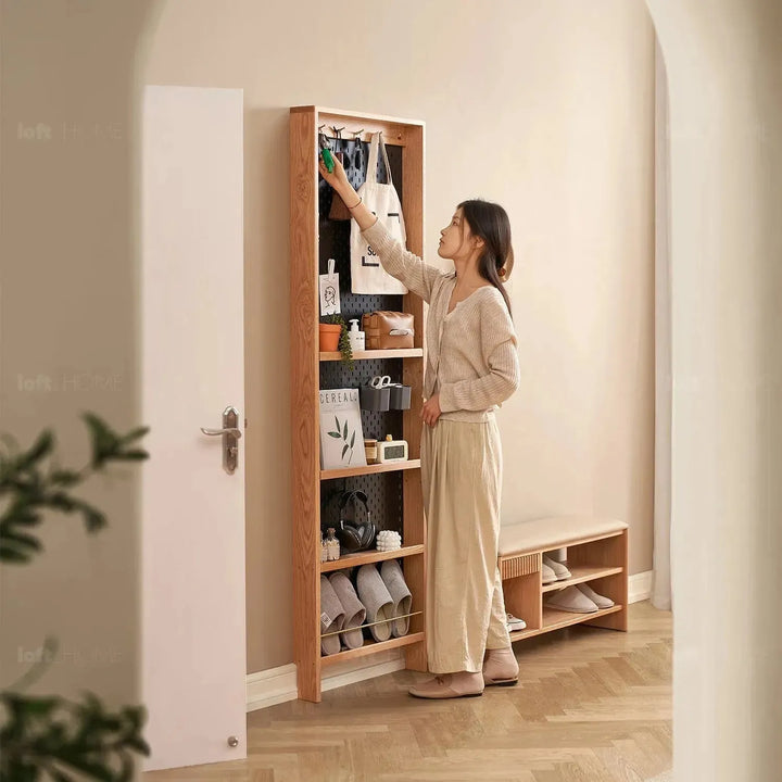 Scandinavian wood display shelf chic slim detail 8.