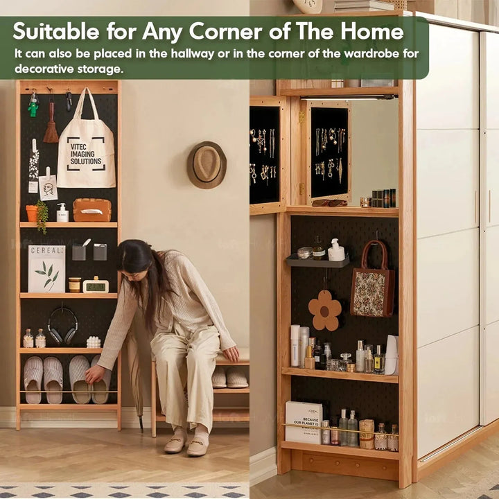 Scandinavian wood display shelf chic slim with context.