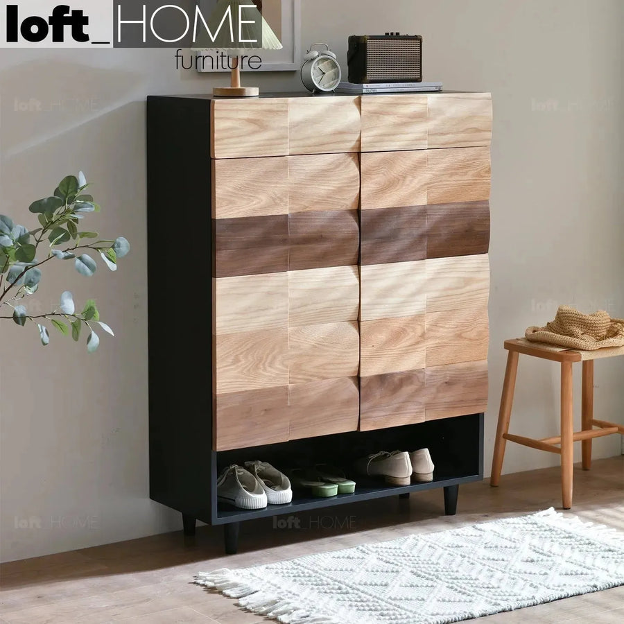 Scandinavian wood shoe cabinet variation primary product view.