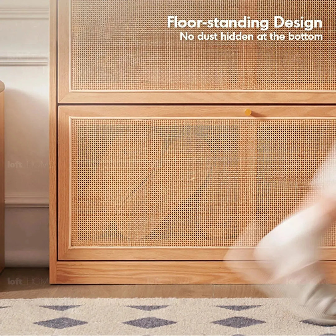 Scandinavian wood shoe cabinet vine weave environmental situation.