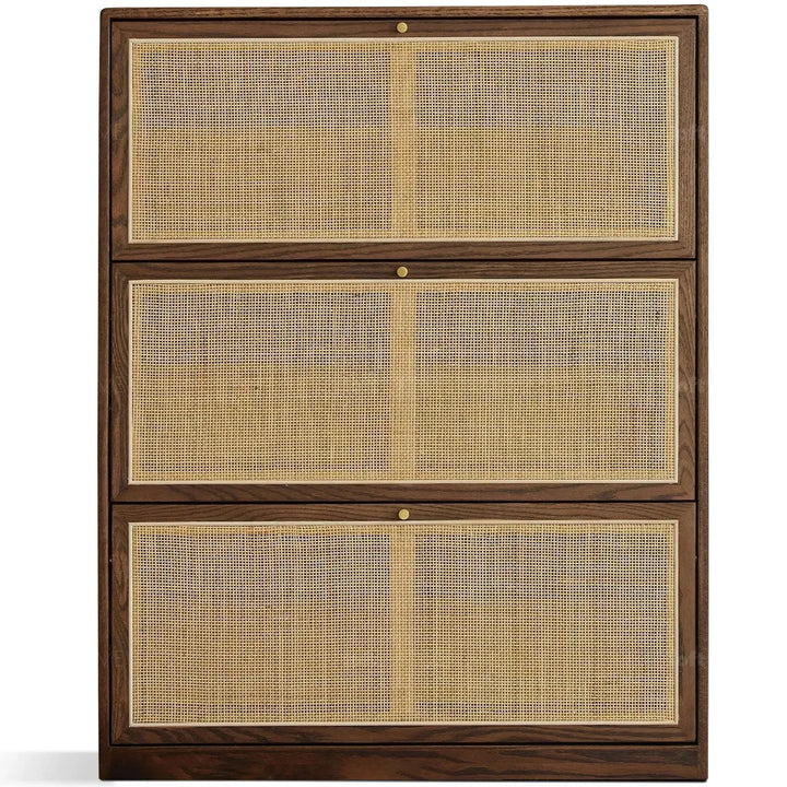 Scandinavian wood shoe cabinet vine weave detail 26.