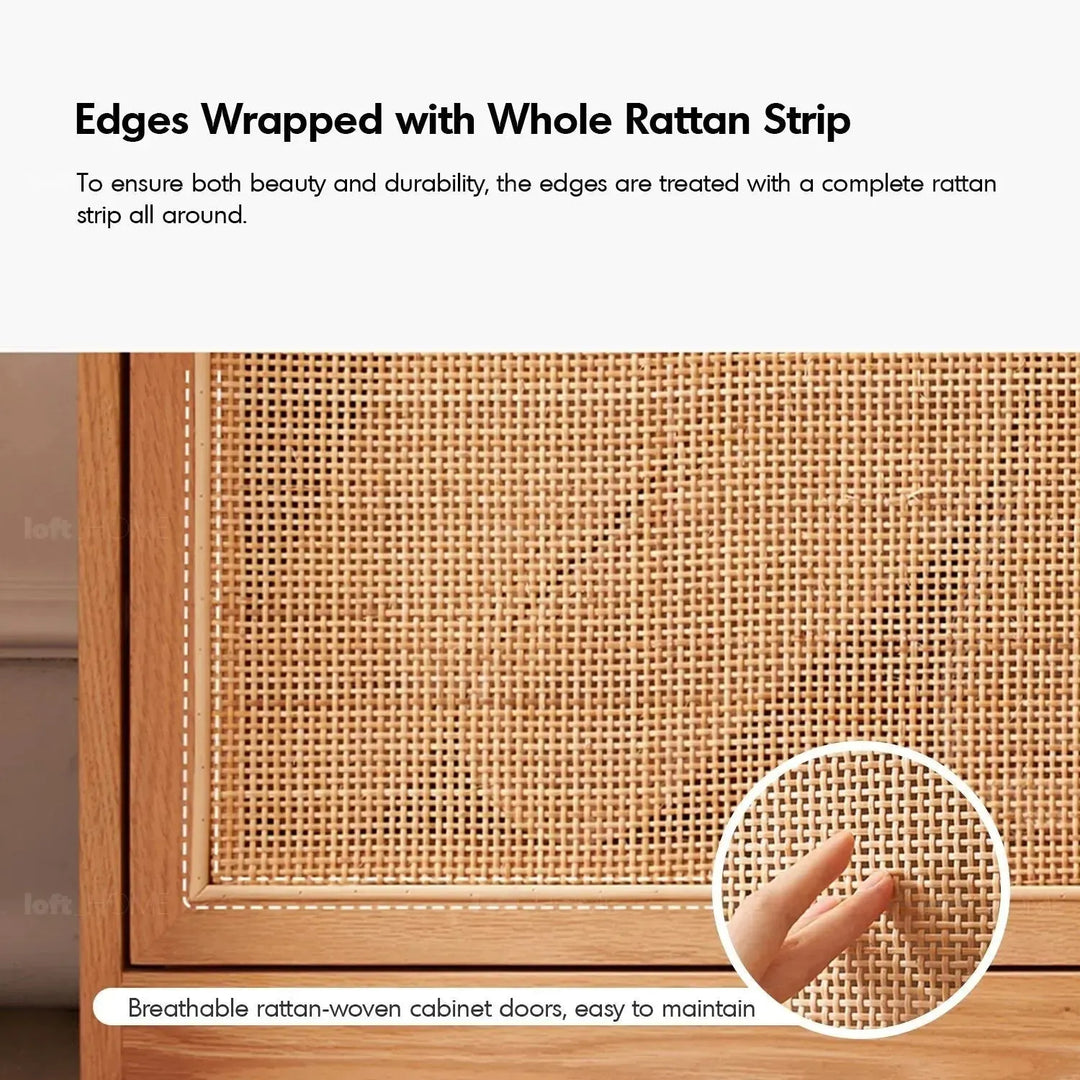 Scandinavian wood shoe cabinet vine weave material variants.