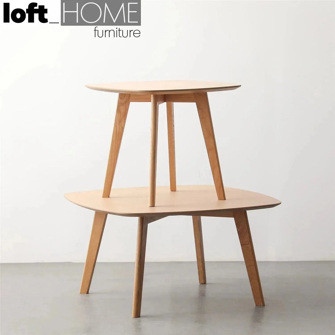 Scandinavian wood side table deauville in still life.