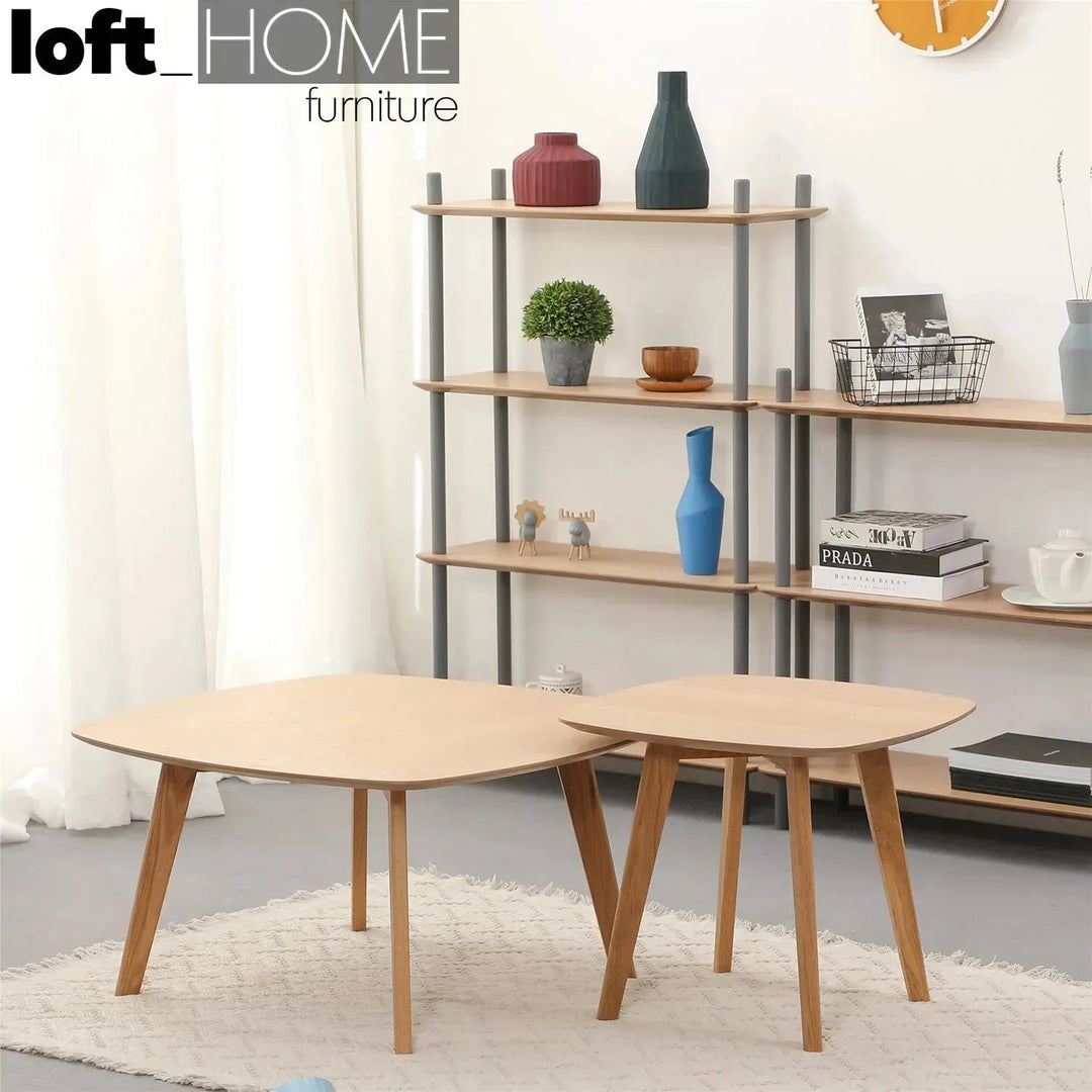 Scandinavian wood side table deauville in real life style.