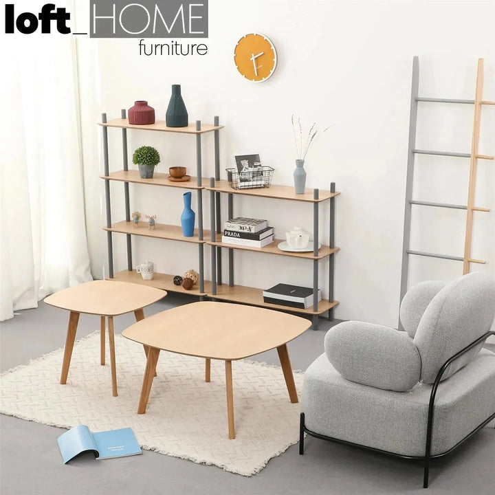 Scandinavian wood side table deauville in details.