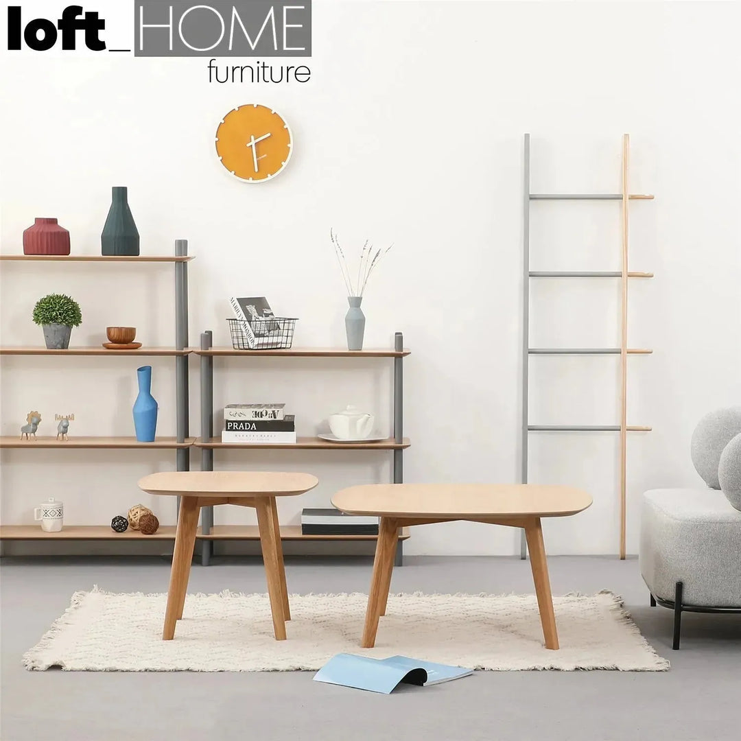 Scandinavian wood side table deauville with context.