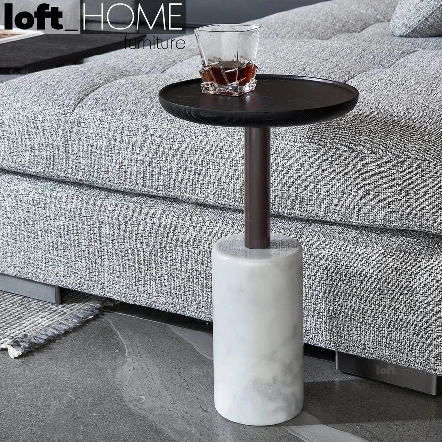 Japandi wood side table lumen primary product view.