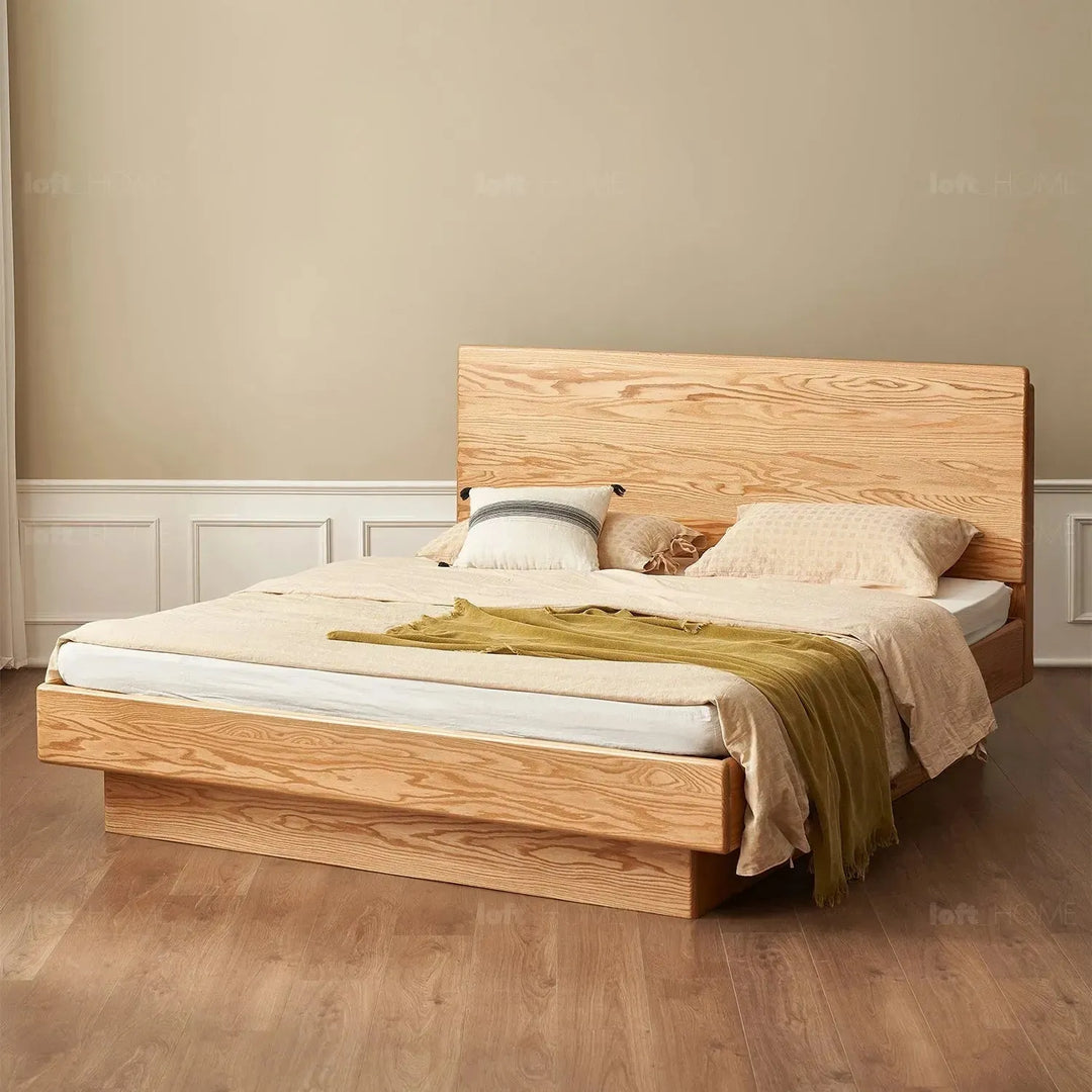 Scandinavian wood storage bed frame oakmist detail 3.