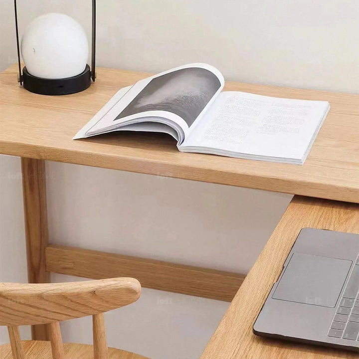 Scandinavian wood caster wheel extendable study table twin layer detail 5.