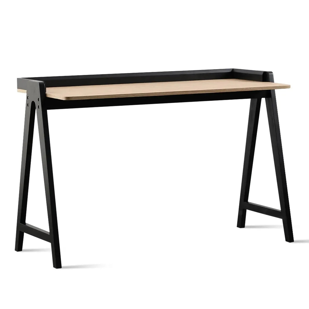 Modern wood study table kompas in white background.