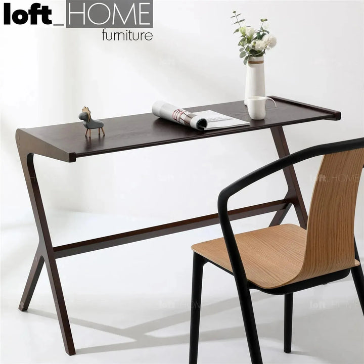 Modern wood study table seattle in close up details.