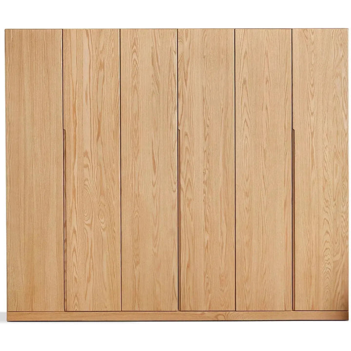Scandinavian wood wardrobe belle in white background.