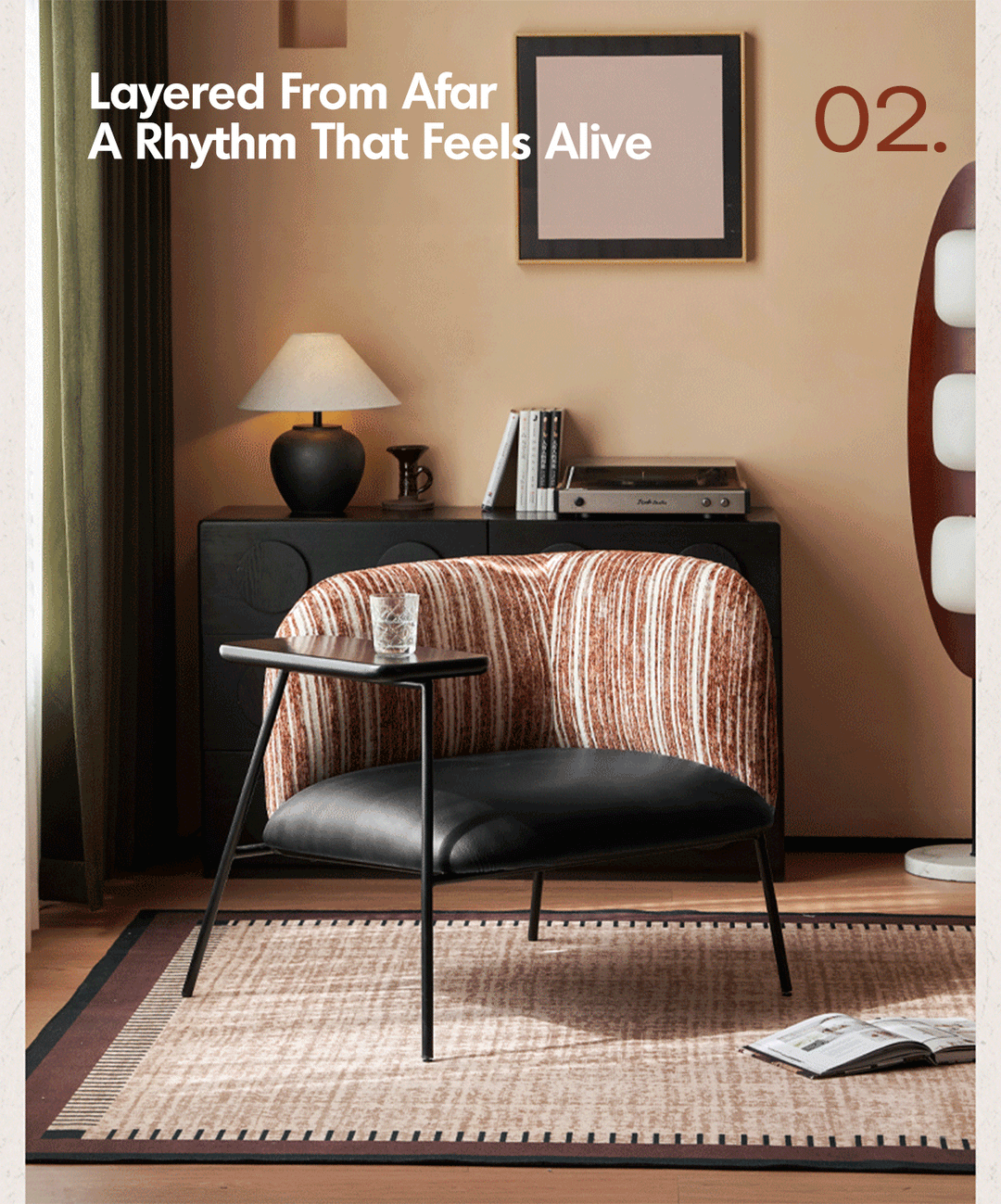 Vintage Fabric Microfiber Leather 1 Seater Sofa With Shelf RAVON