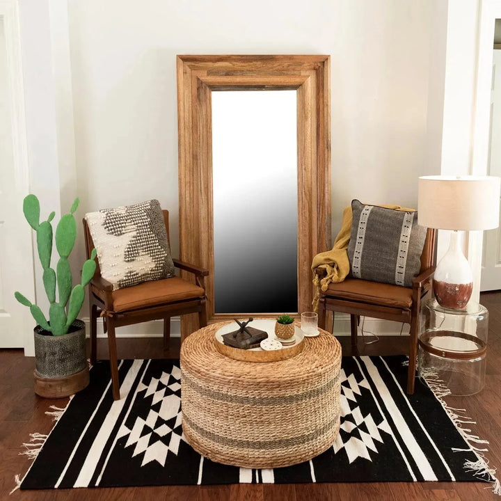 Versatile hand-woven wool looped pillow size charts.