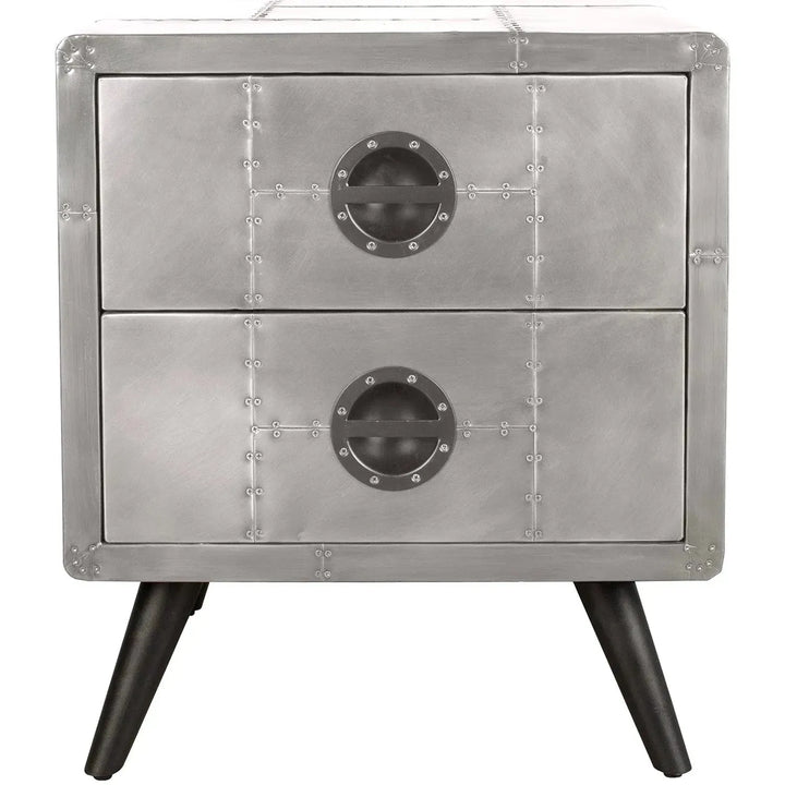 Industrial aluminium side table jetbrass in real life style.
