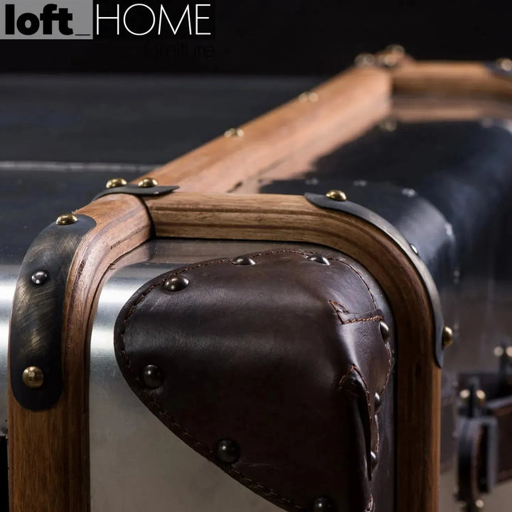 Industrial aluminium side table richards' trunk in real life style.