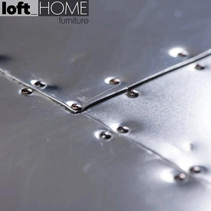 Industrial aluminium side table richards' trunk with context.