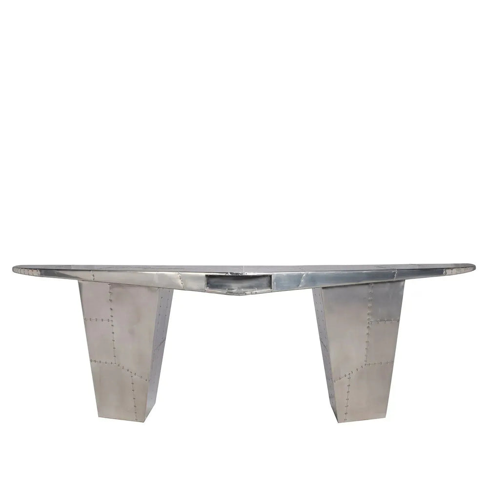 Industrial aluminium study table aircraft in white background.