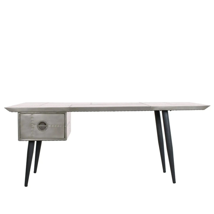 Industrial aluminium study table jetbrass with context.