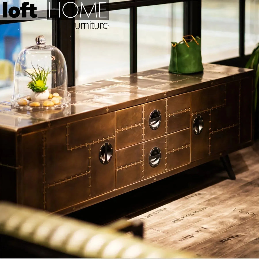 Industrial aluminium tv console jetbrass primary product view.