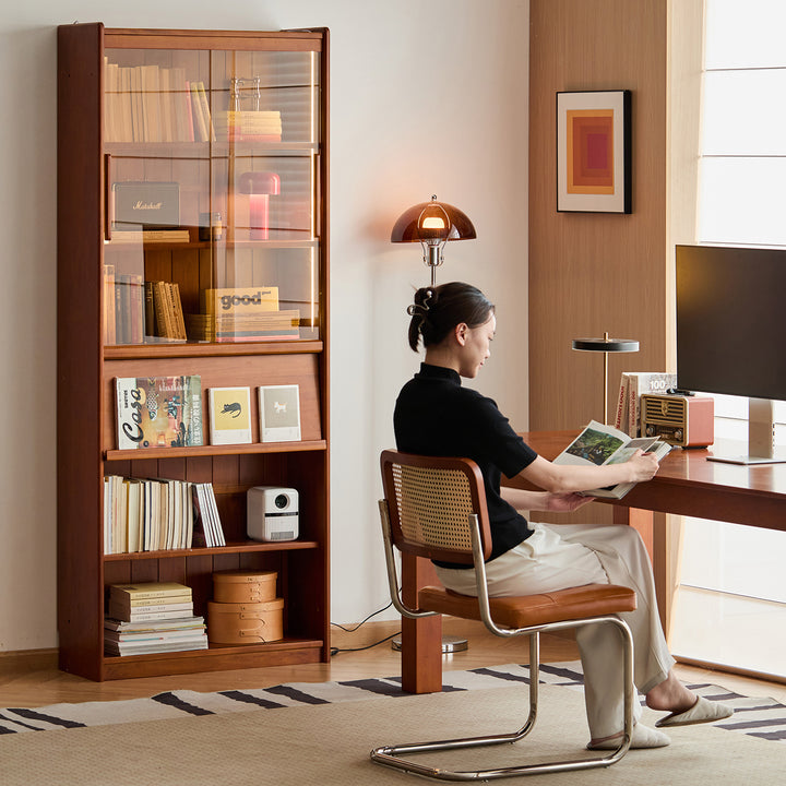 Vintage boxwood bookshelf vista environmental situation.