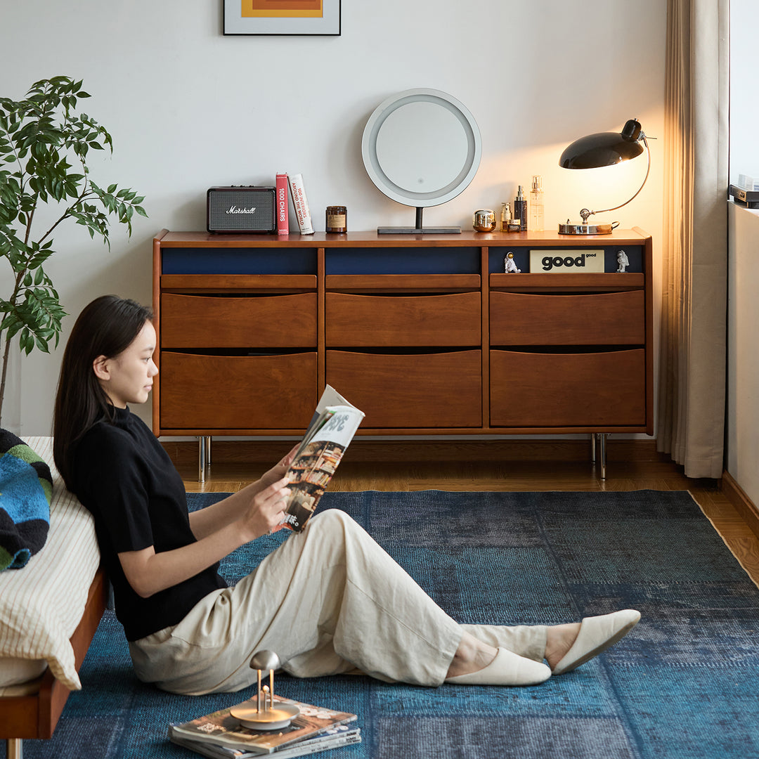 Vintage boxwood chest of 9 drawers mies in still life.