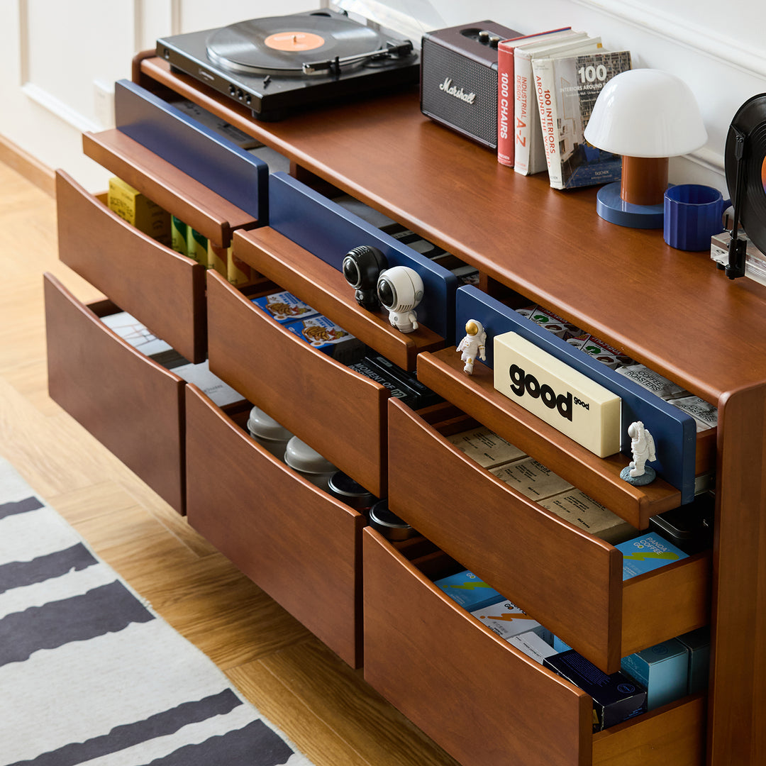 Vintage boxwood chest of 9 drawers mies in real life style.
