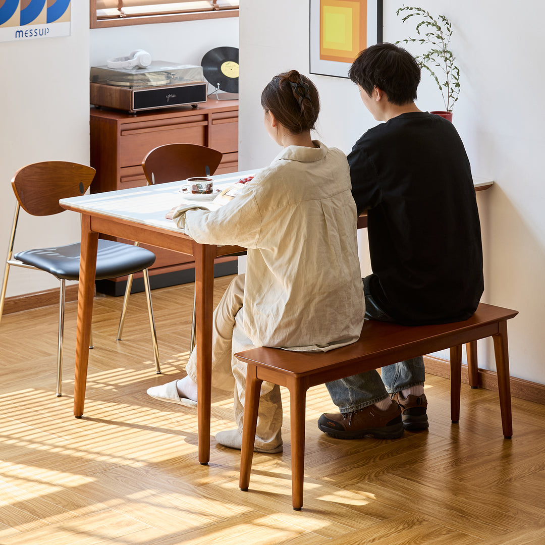 Vintage boxwood dining bench mies material variants.