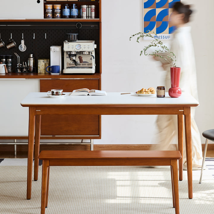 Vintage boxwood dining bench mies in real life style.