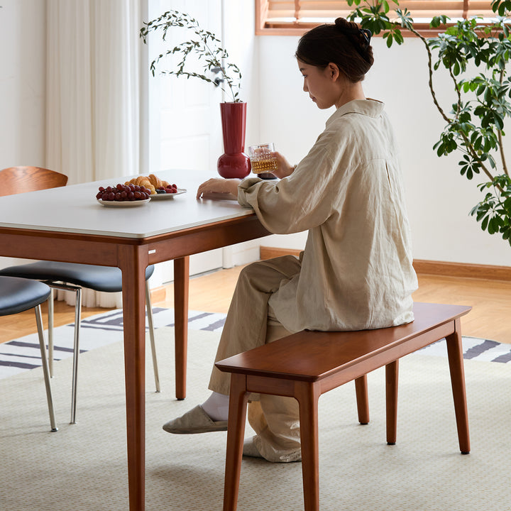 Vintage boxwood dining bench mies with context.