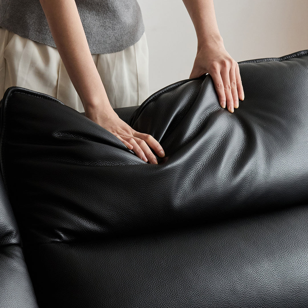 Vintage boxwood genuine leather electric recliner 4 seater sofa edgeless conceptual design.