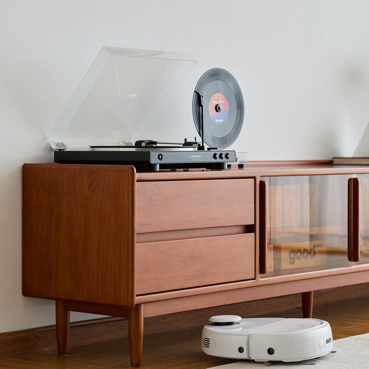 Vintage boxwood tv console vista material variants.