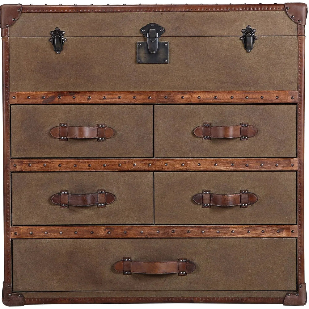Vintage canvas drawer cabinet ox trunk s canvas in white background.