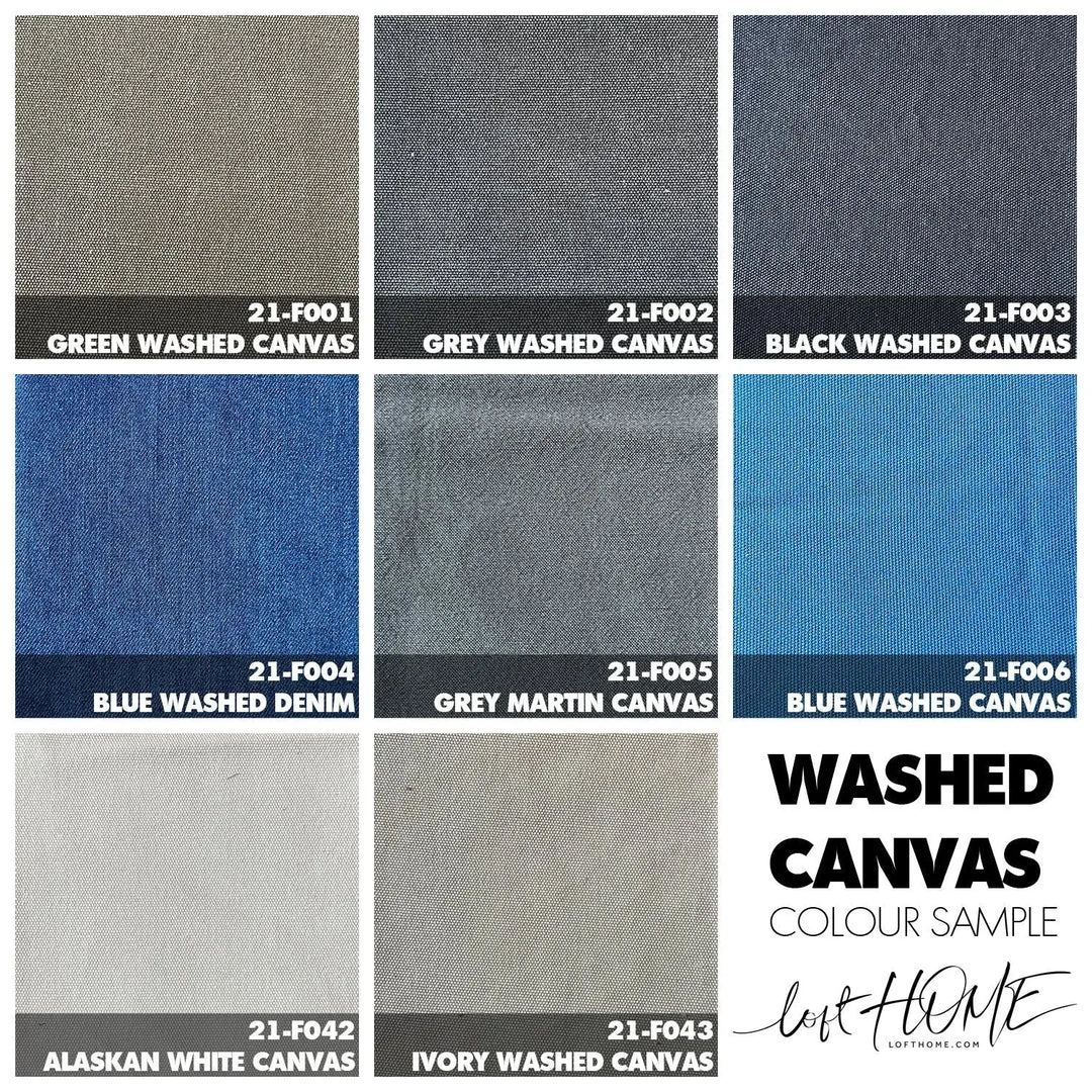 Vintage canvas ottoman alphabet color swatches.