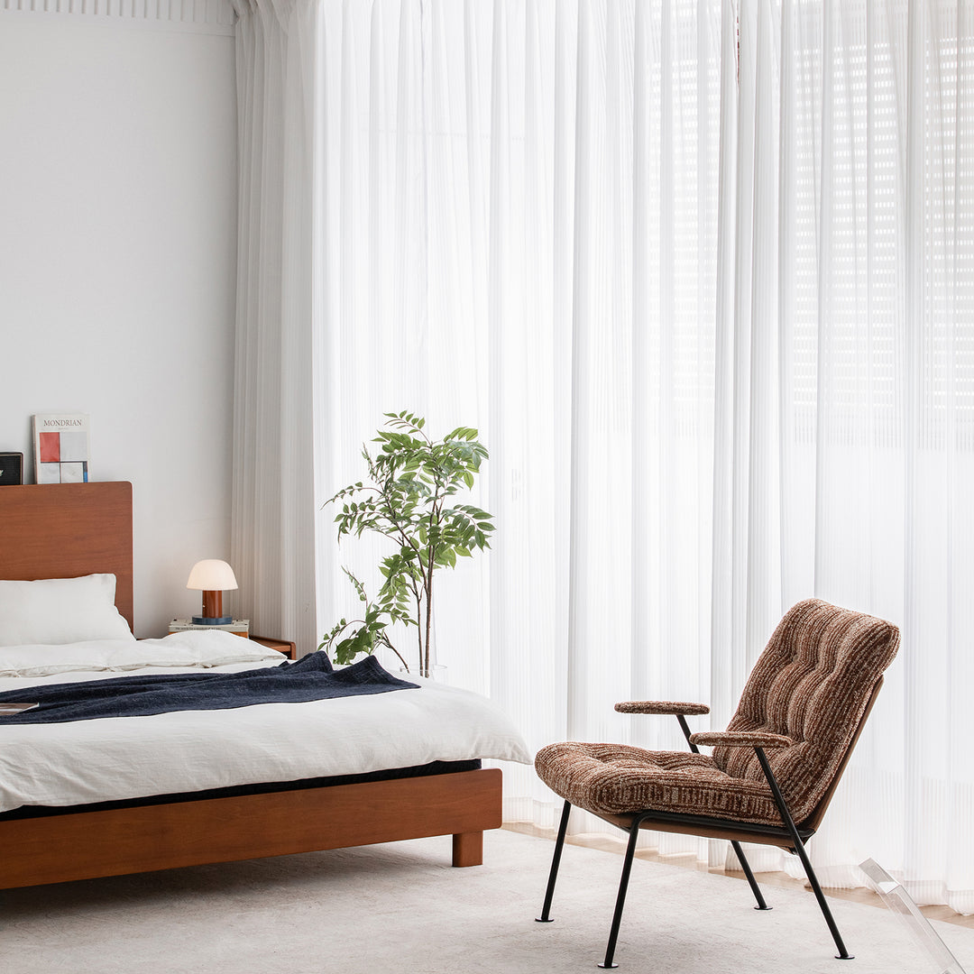 Vintage chenille velvet fabric 1 seater sofa duoeran in close up details.