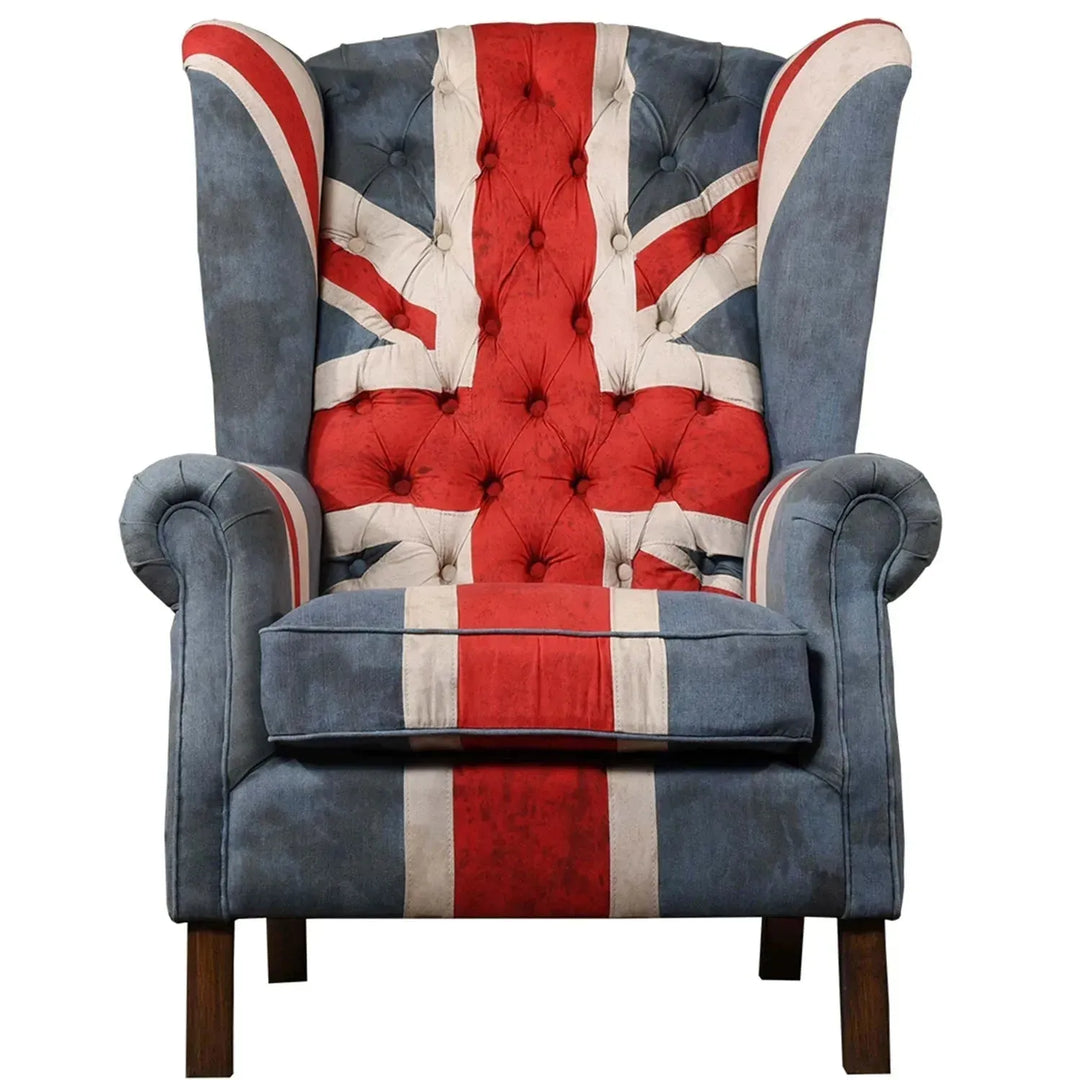 Vintage fabric 1 seater sofa jeanjack in white background.