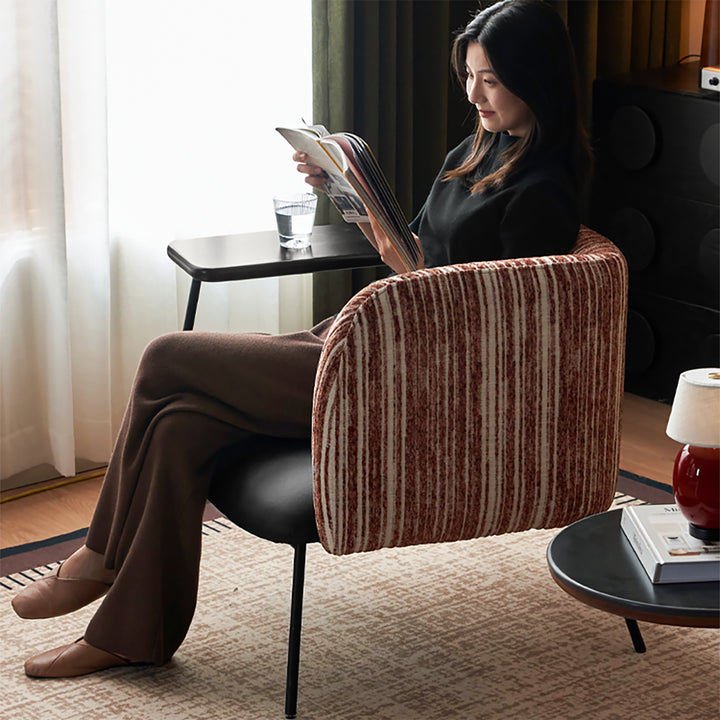 Vintage fabric microfiber leather 1 seater sofa with shelf ravon in real life style.