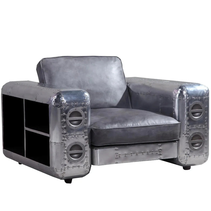 Industrial genuine leather 1 seater sofa aircraft in still life.