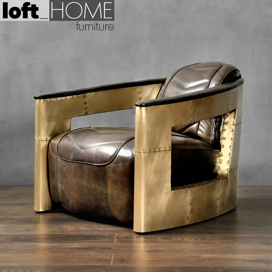 Industrial genuine leather 1 seater sofa aircraft primary product view.