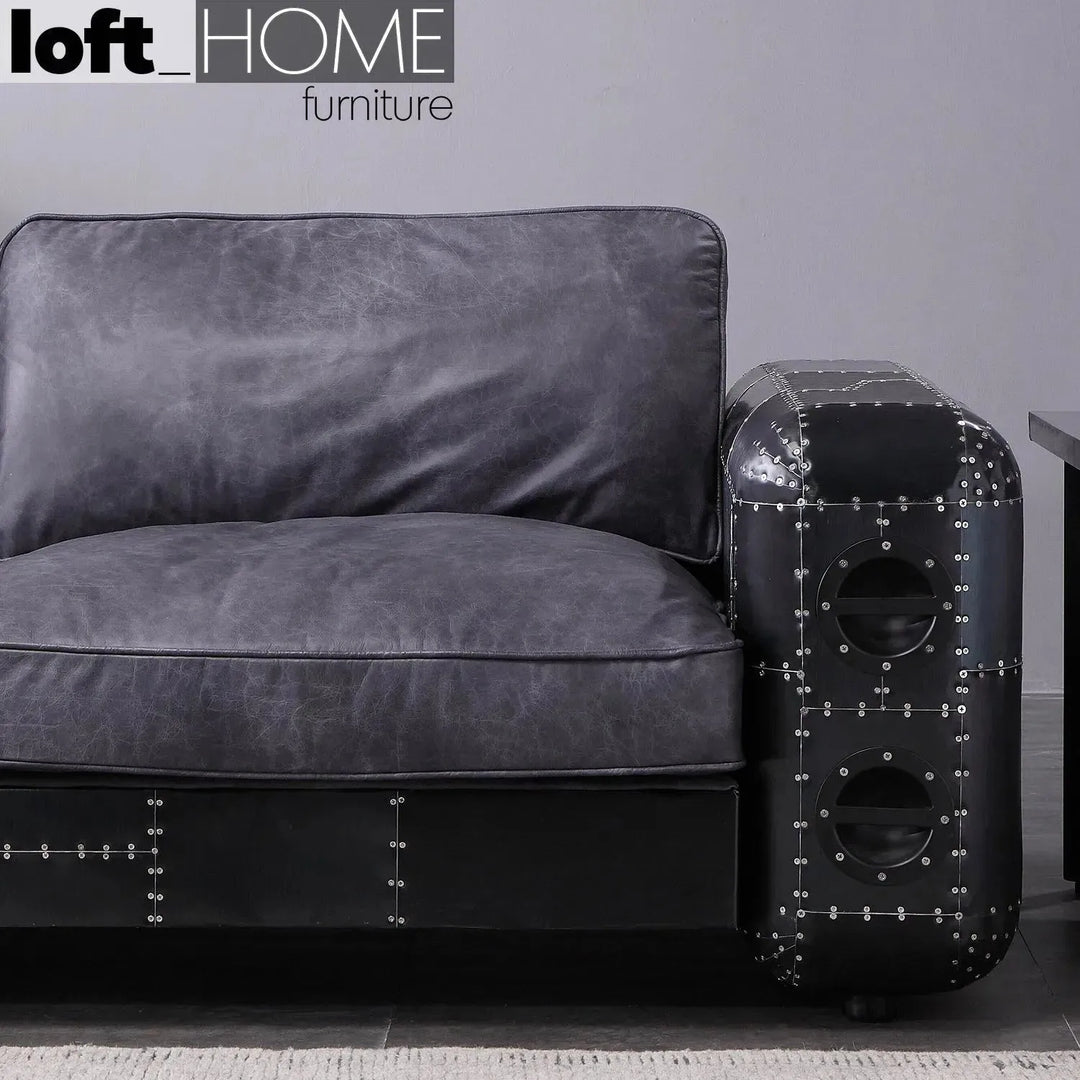 Industrial genuine leather 1 seater sofa aircraft detail 4.