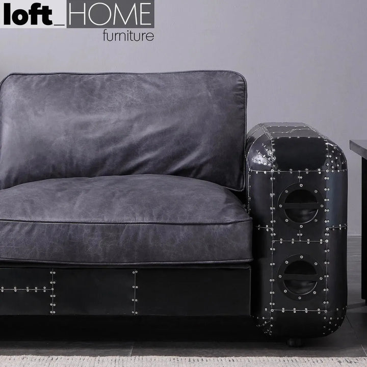 Industrial genuine leather 1 seater sofa aircraft detail 4.