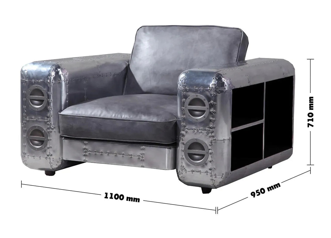 Industrial genuine leather 1 seater sofa aircraft size charts.