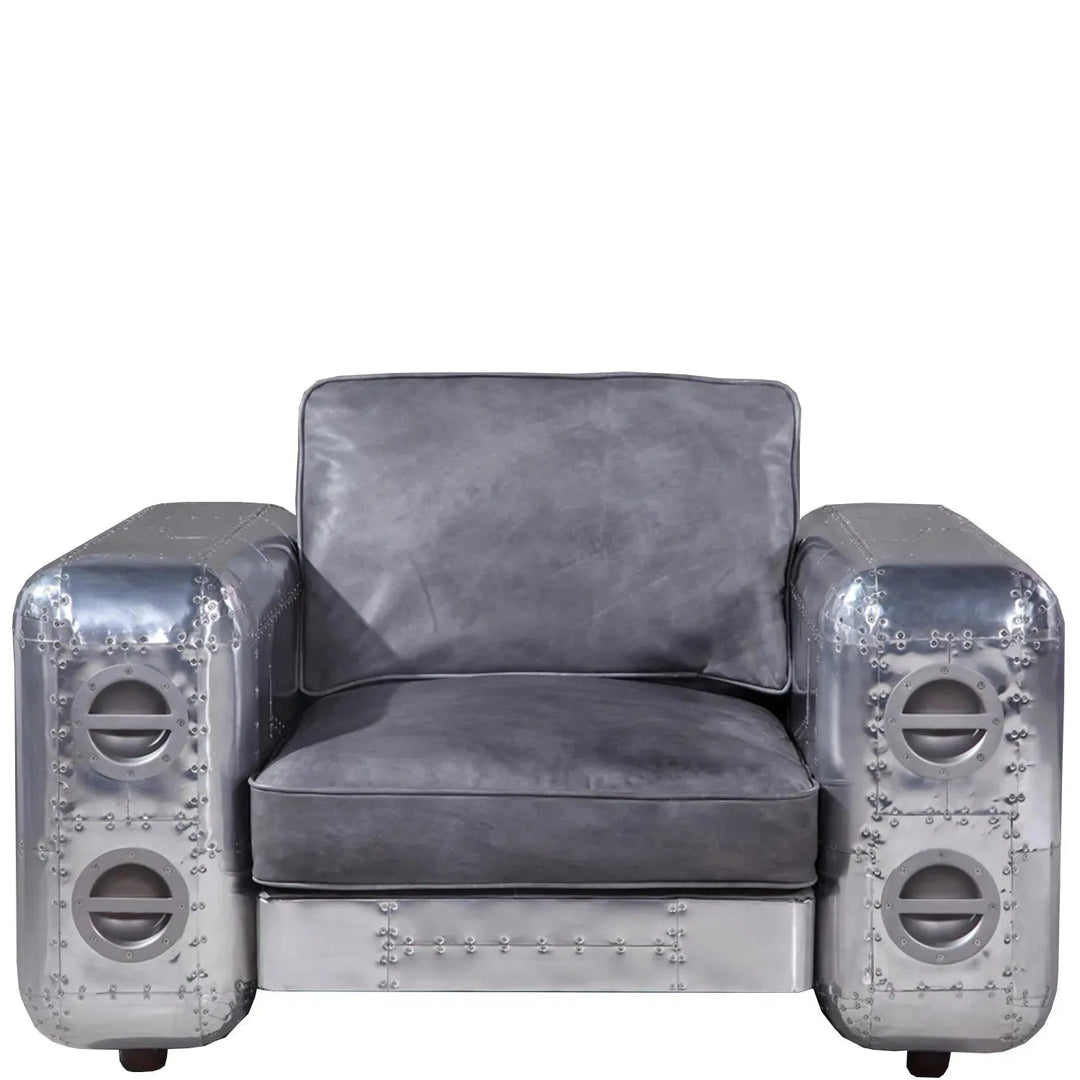 Industrial genuine leather 1 seater sofa aircraft in white background.