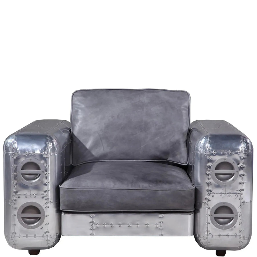 Industrial genuine leather 1 seater sofa aircraft in white background.
