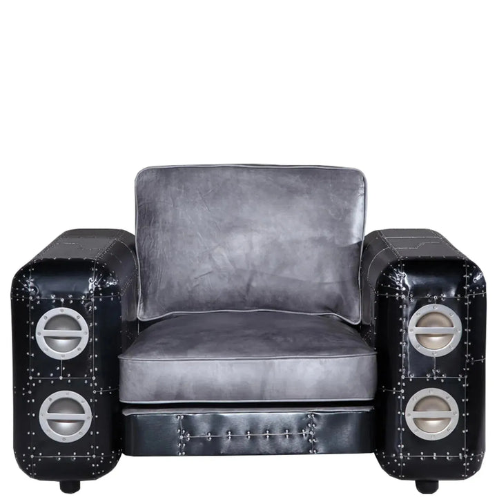 Industrial genuine leather 1 seater sofa aircraft layered structure.