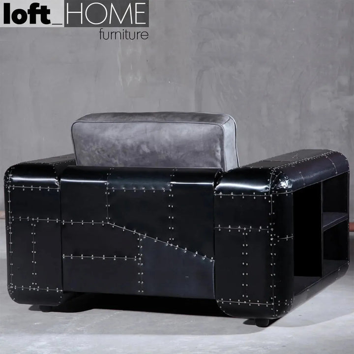 Industrial genuine leather 1 seater sofa aircraft detail 9.
