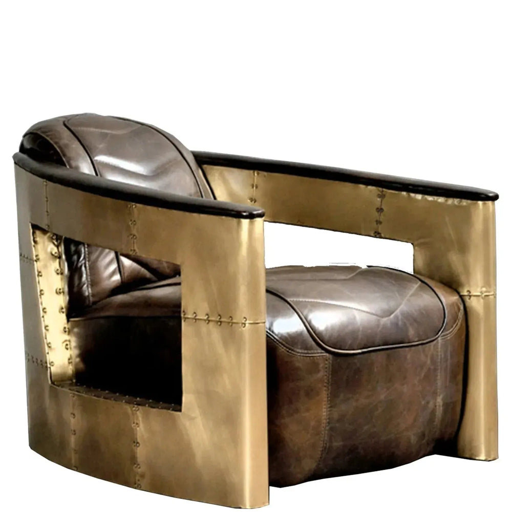 Industrial genuine leather 1 seater sofa aircraft in white background.